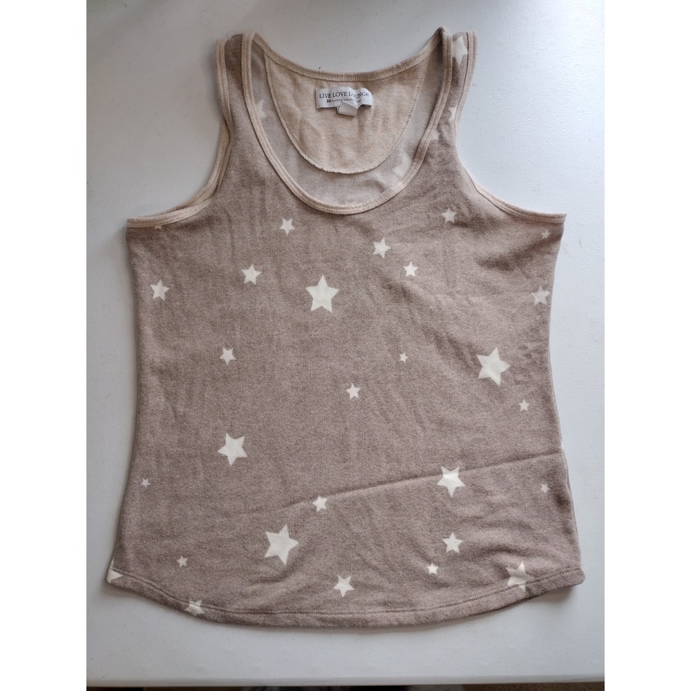 Live Love Lounge Karen Neuburger Star Print Tank Top Taupe Large